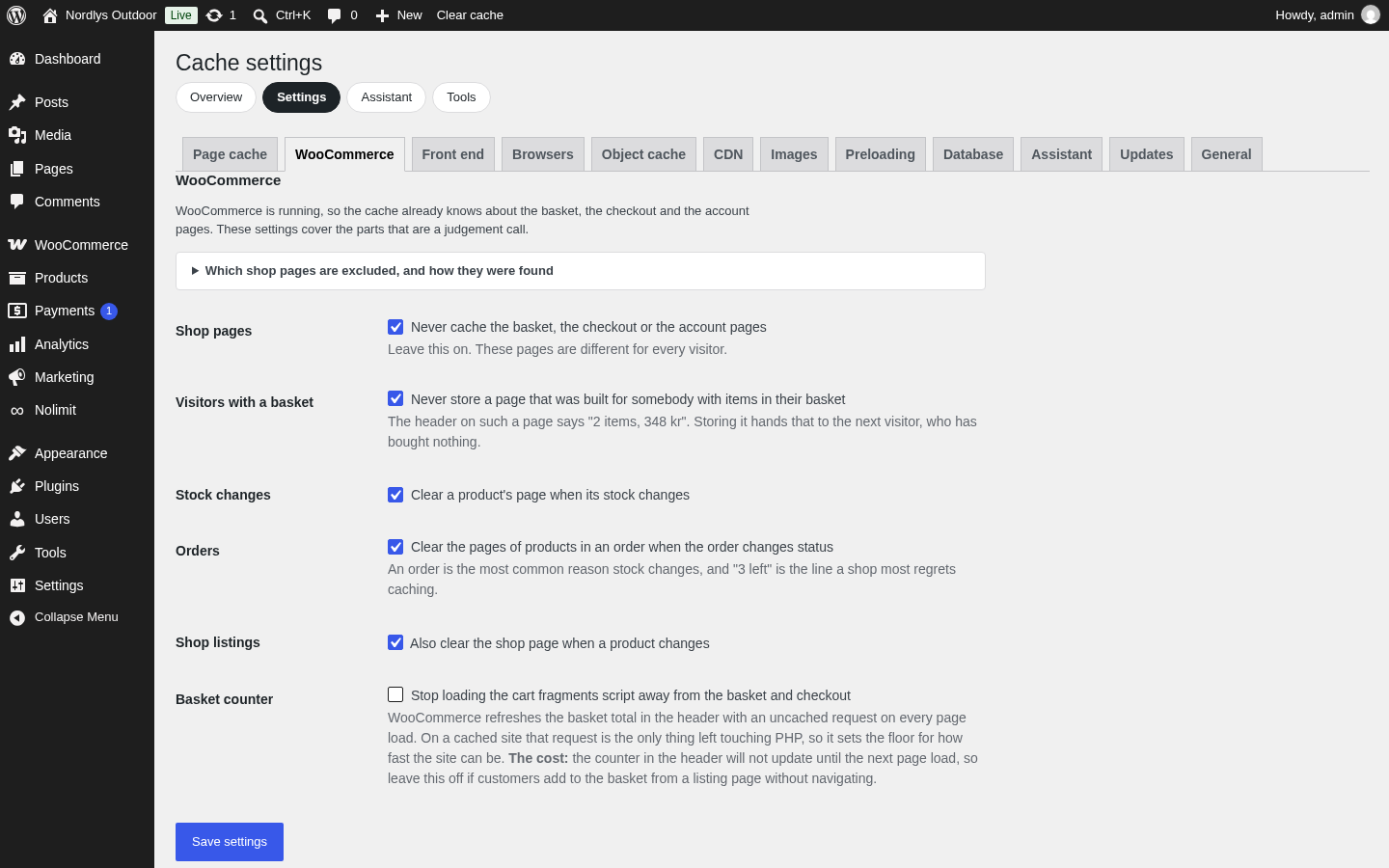 WooCommerce settings