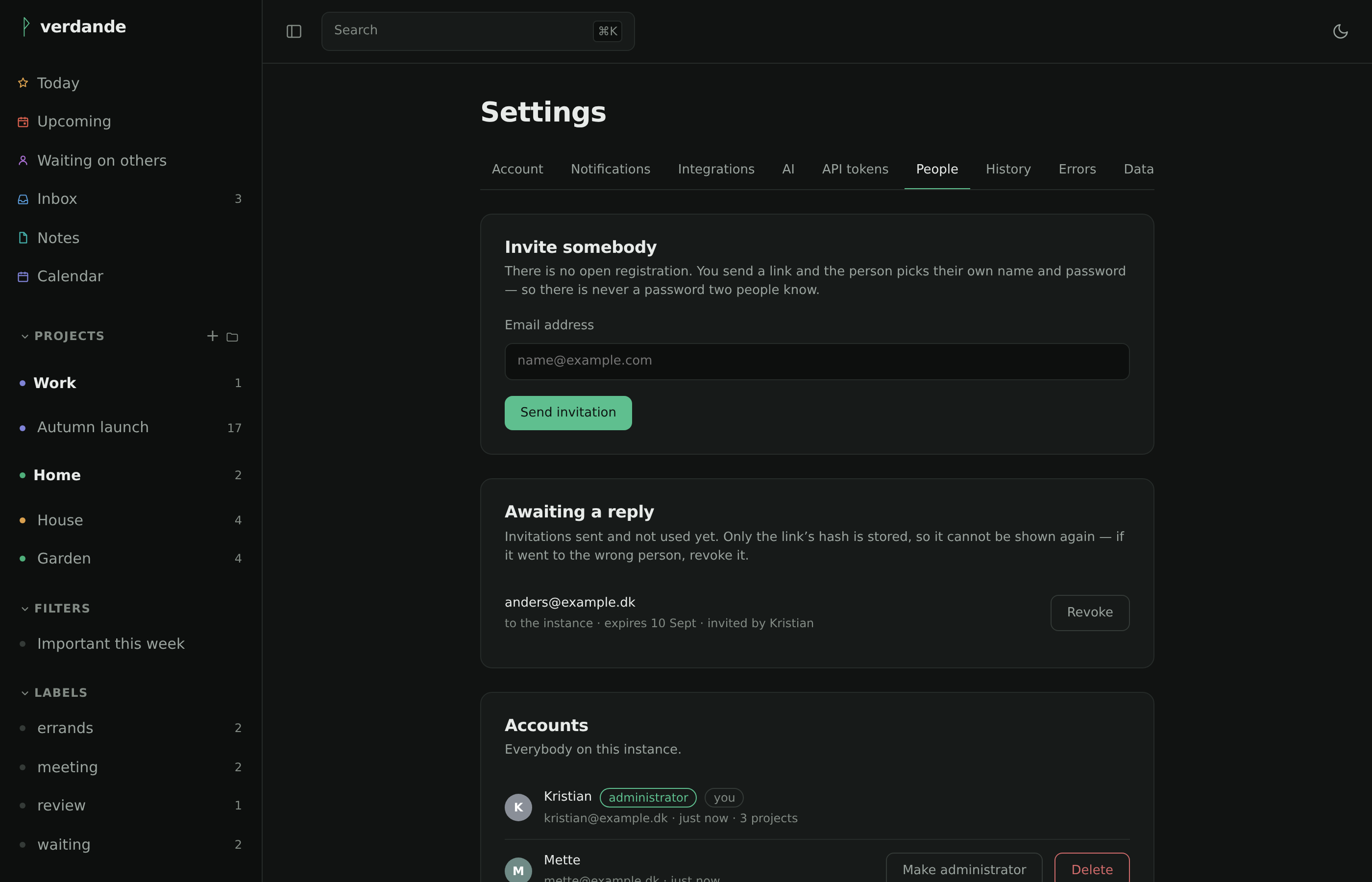 Settings, people