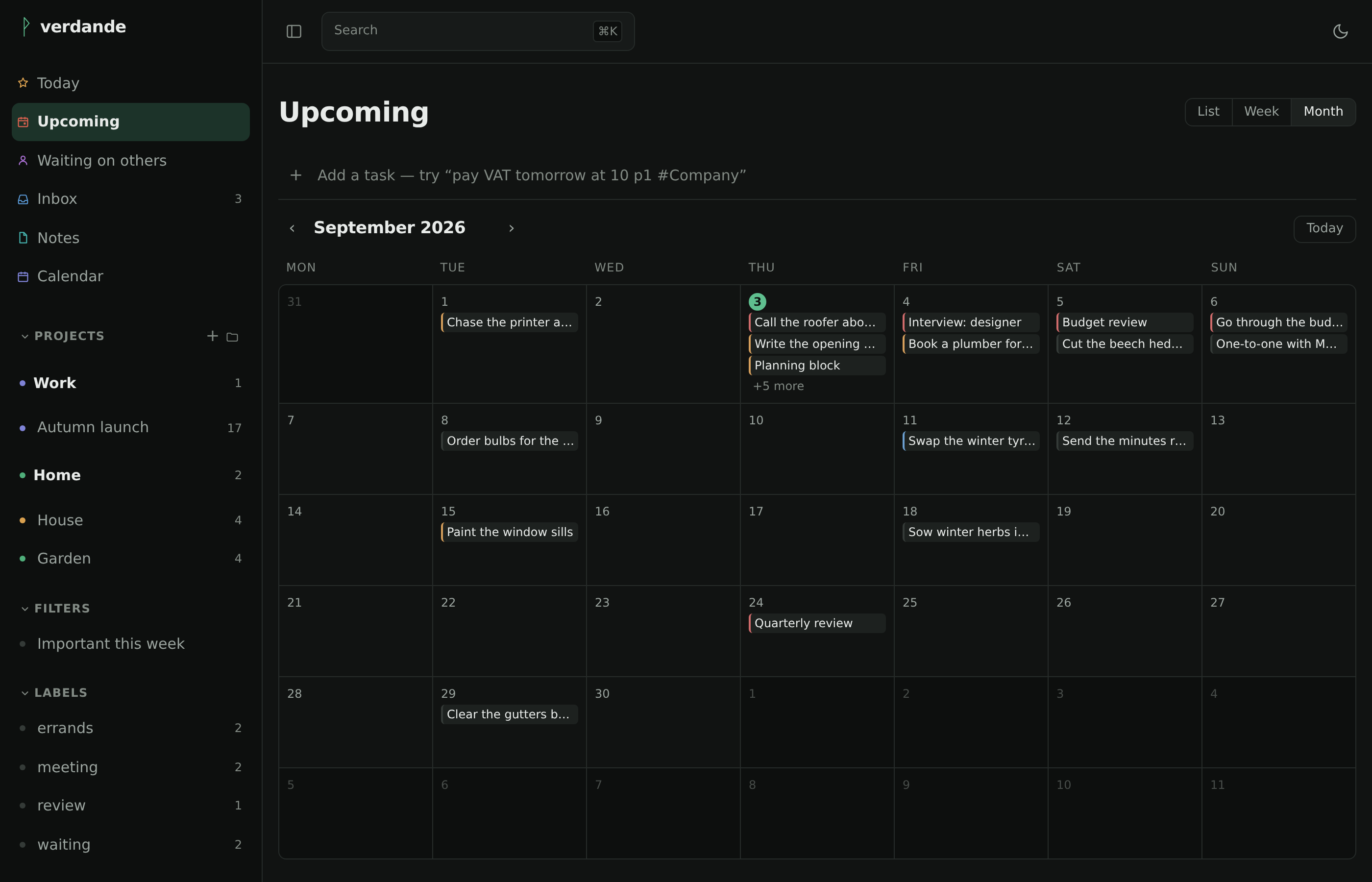 Upcoming as a month