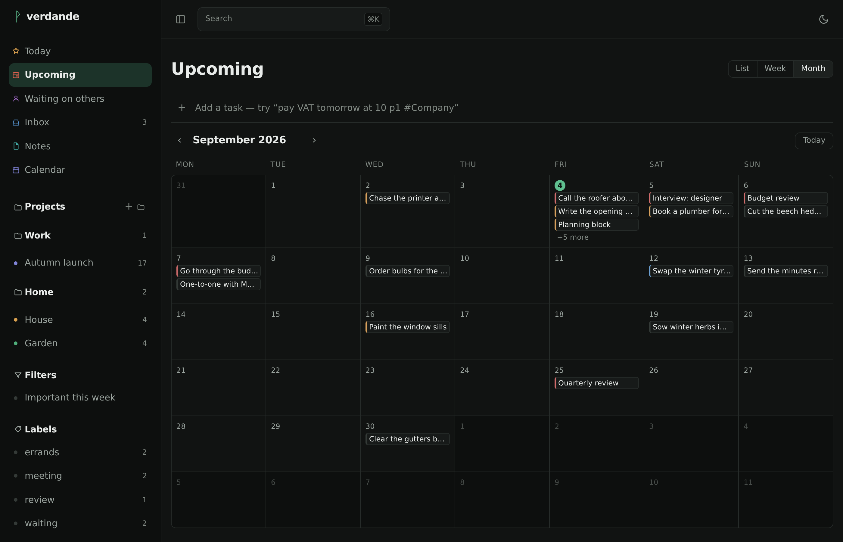 Upcoming as a month