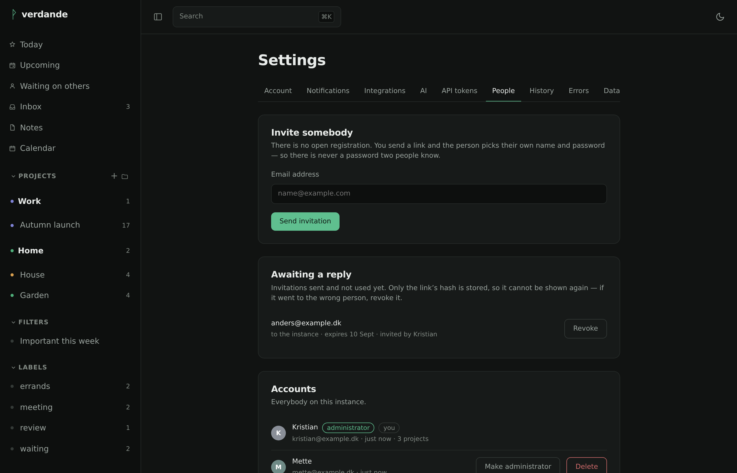Settings, people