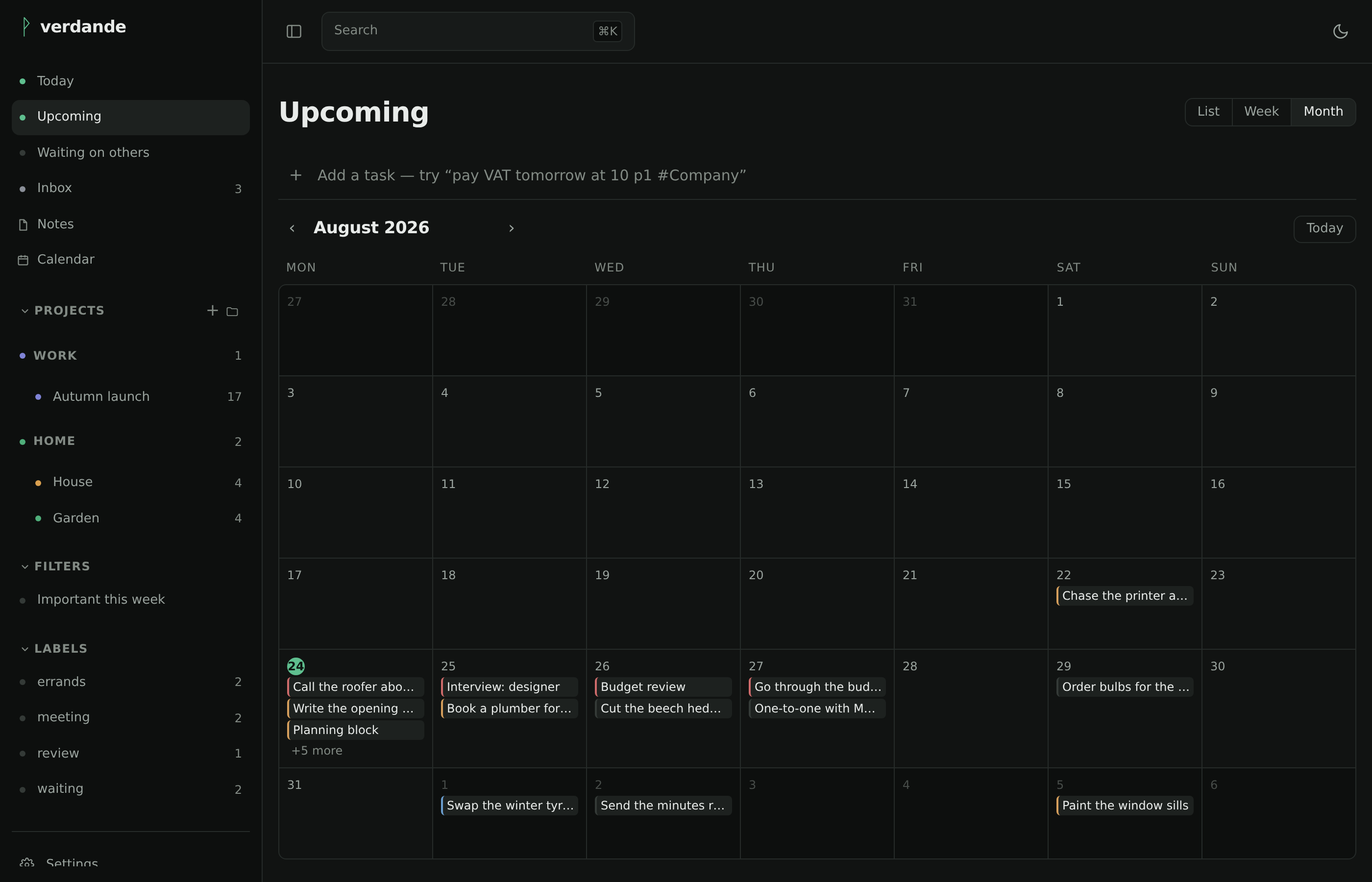 Upcoming as a month