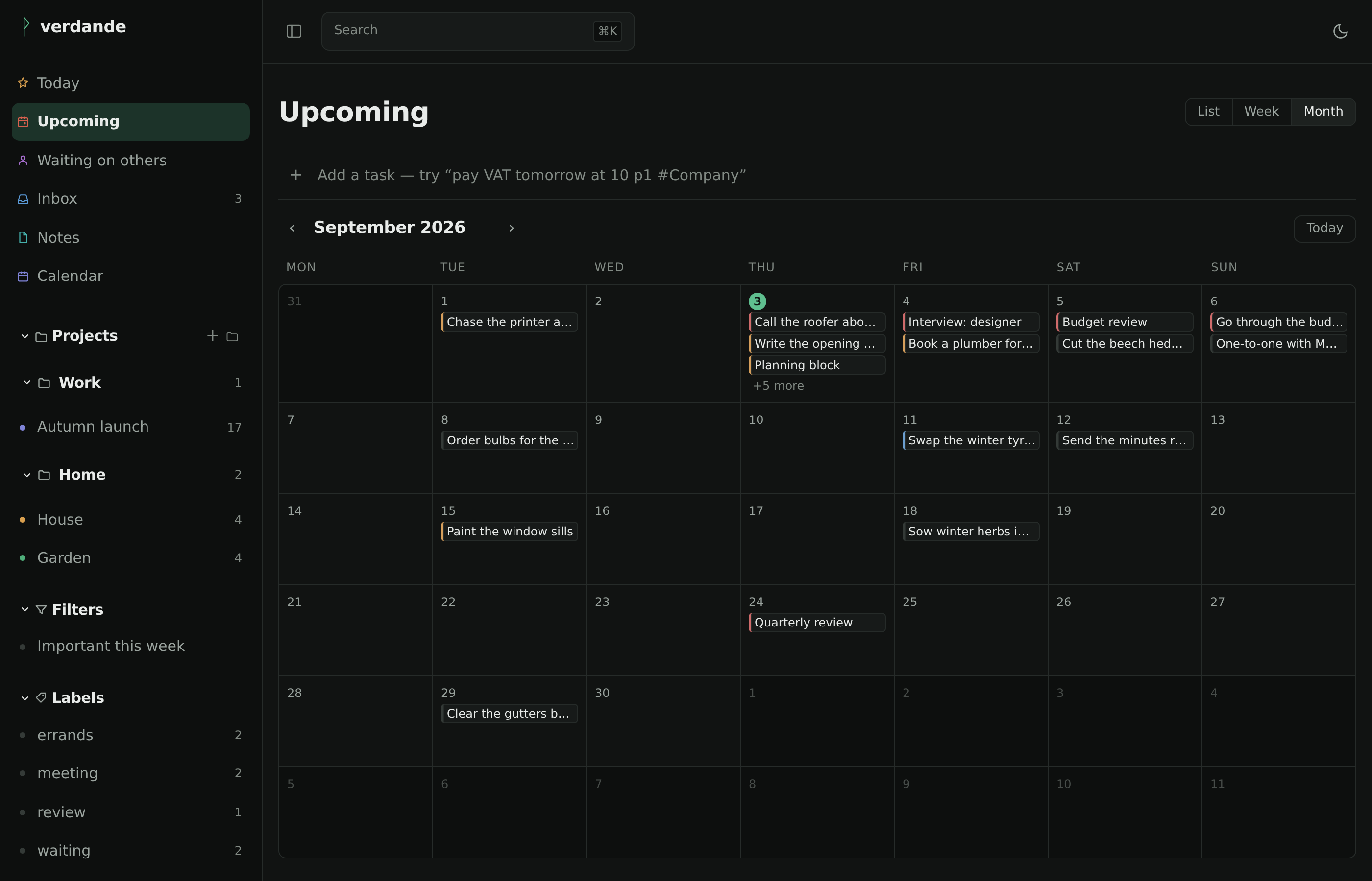 Upcoming as a month