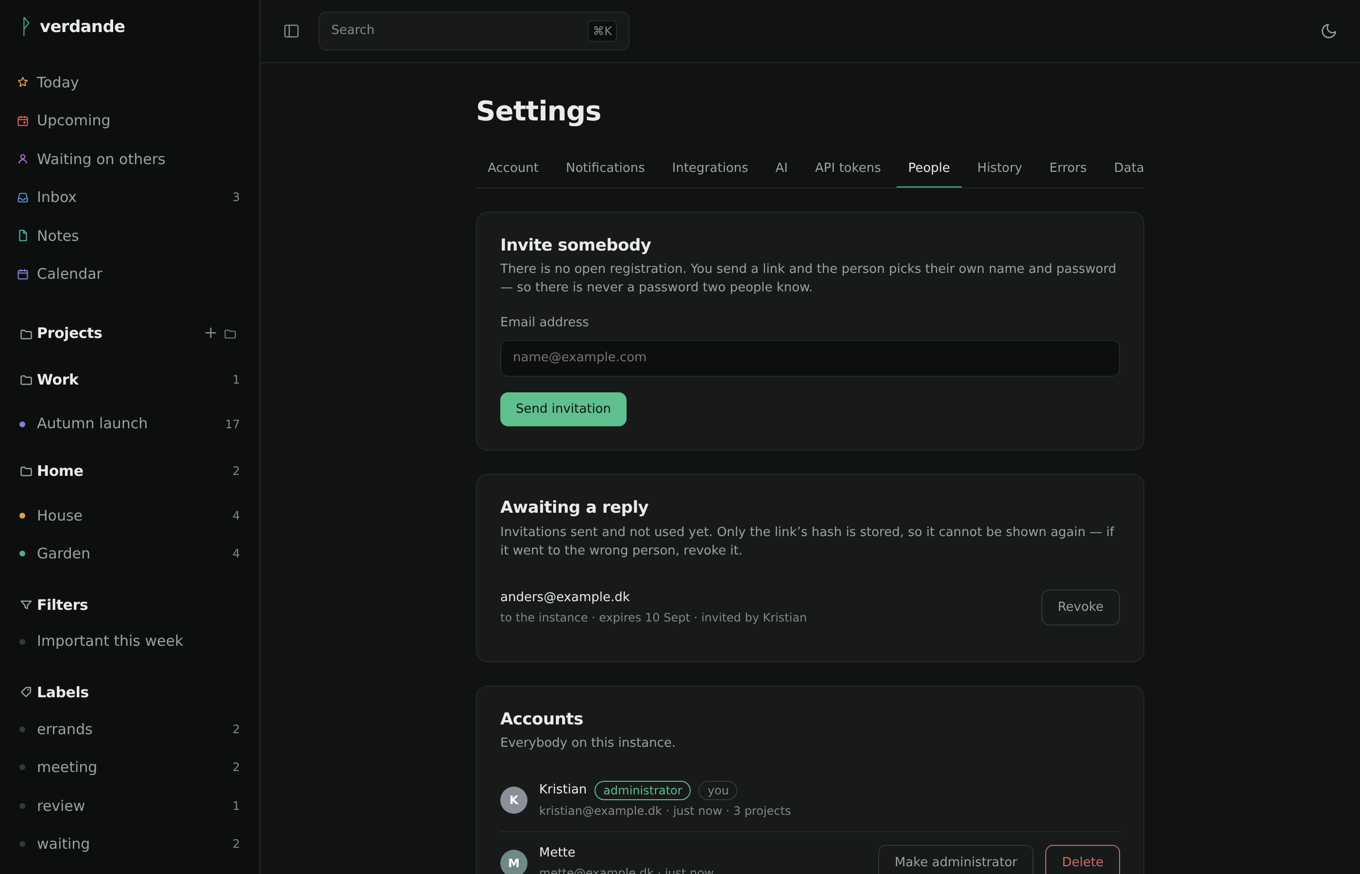 Settings, people