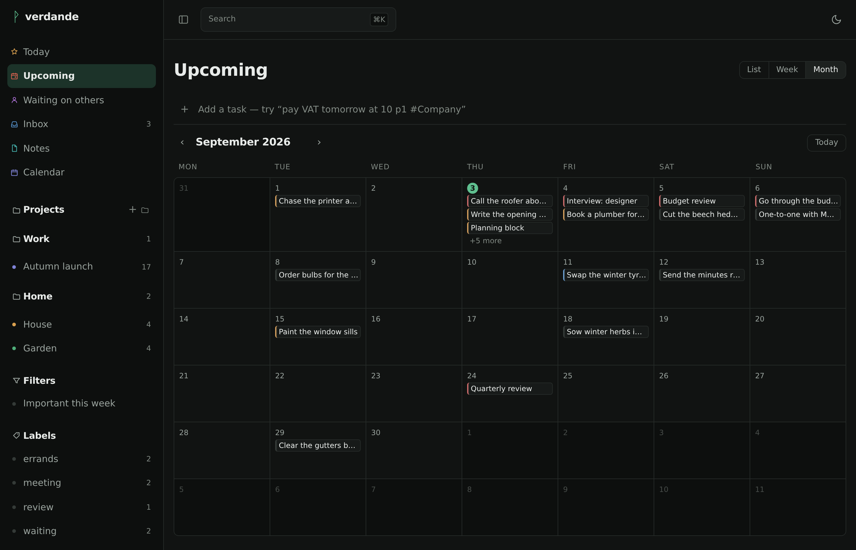 Upcoming as a month