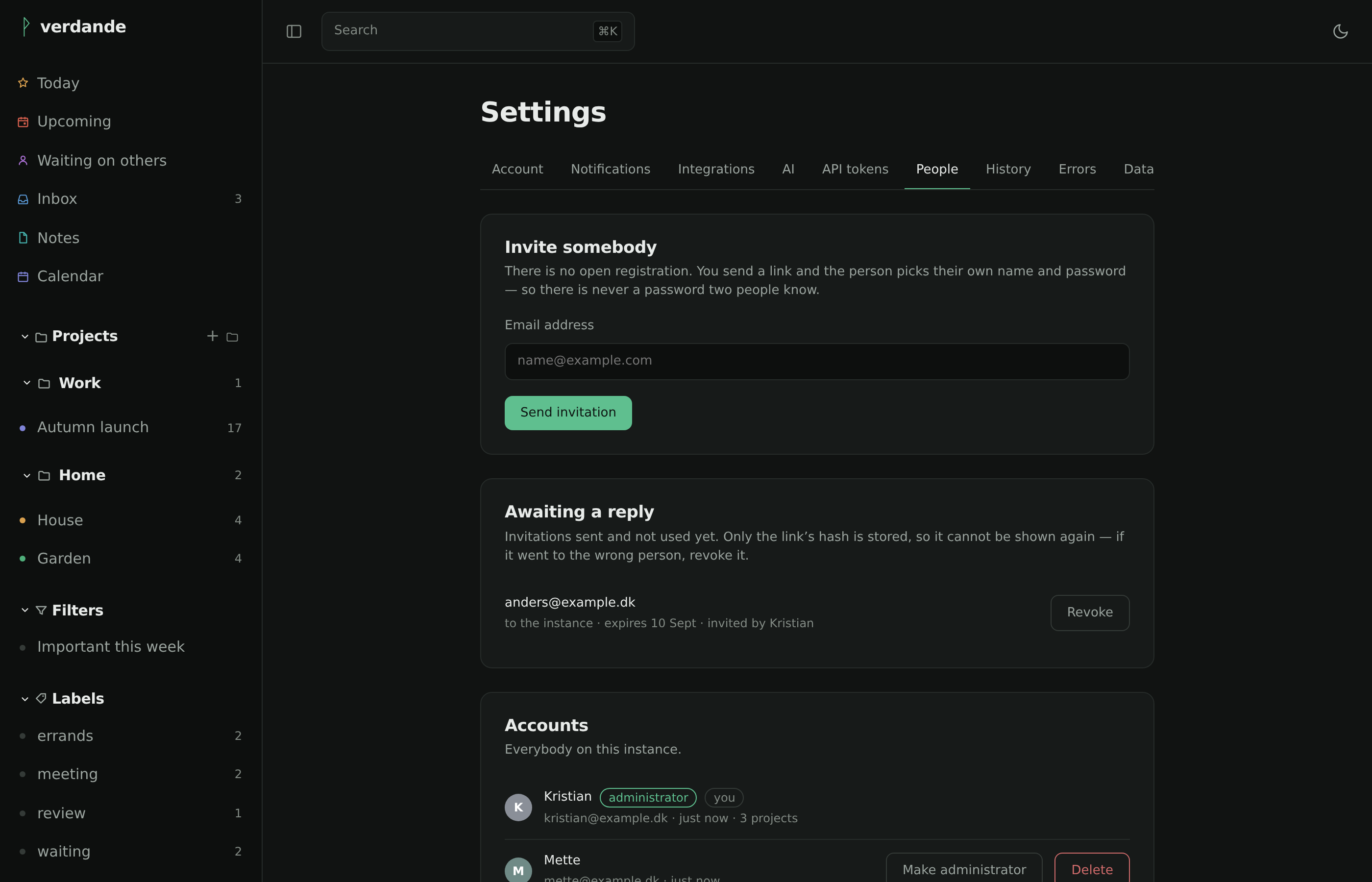 Settings, people