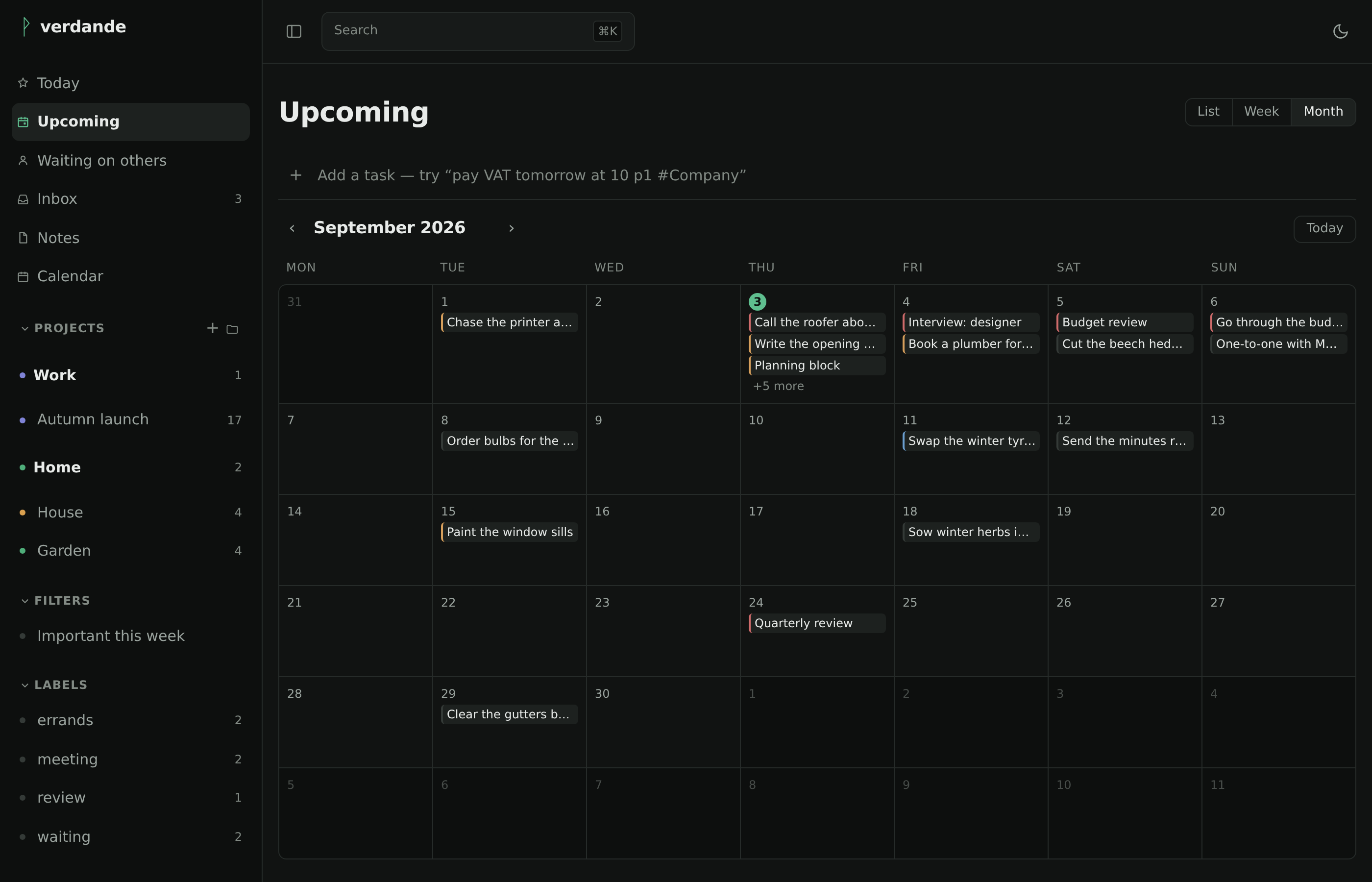Upcoming as a month