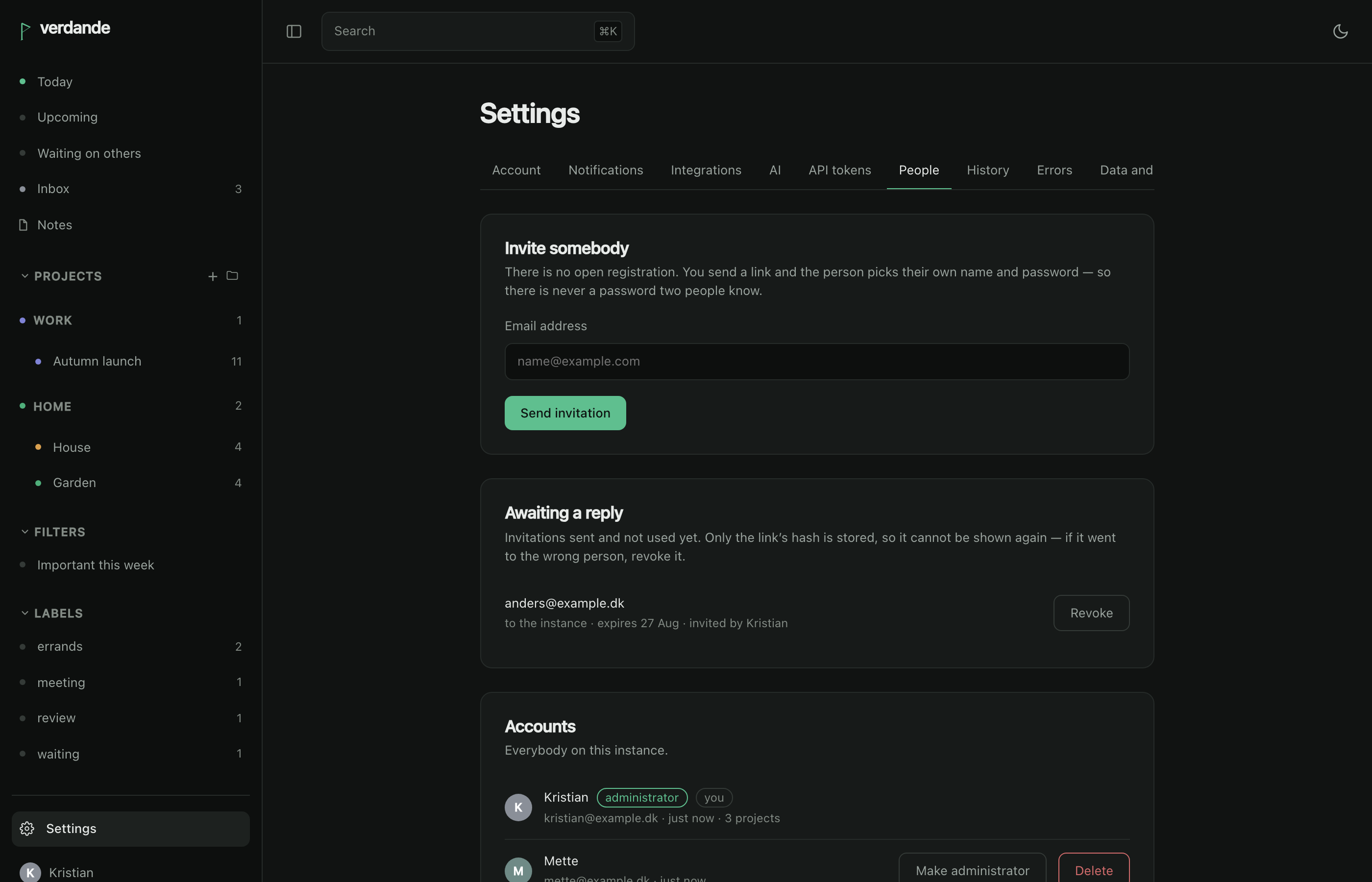 Settings, people