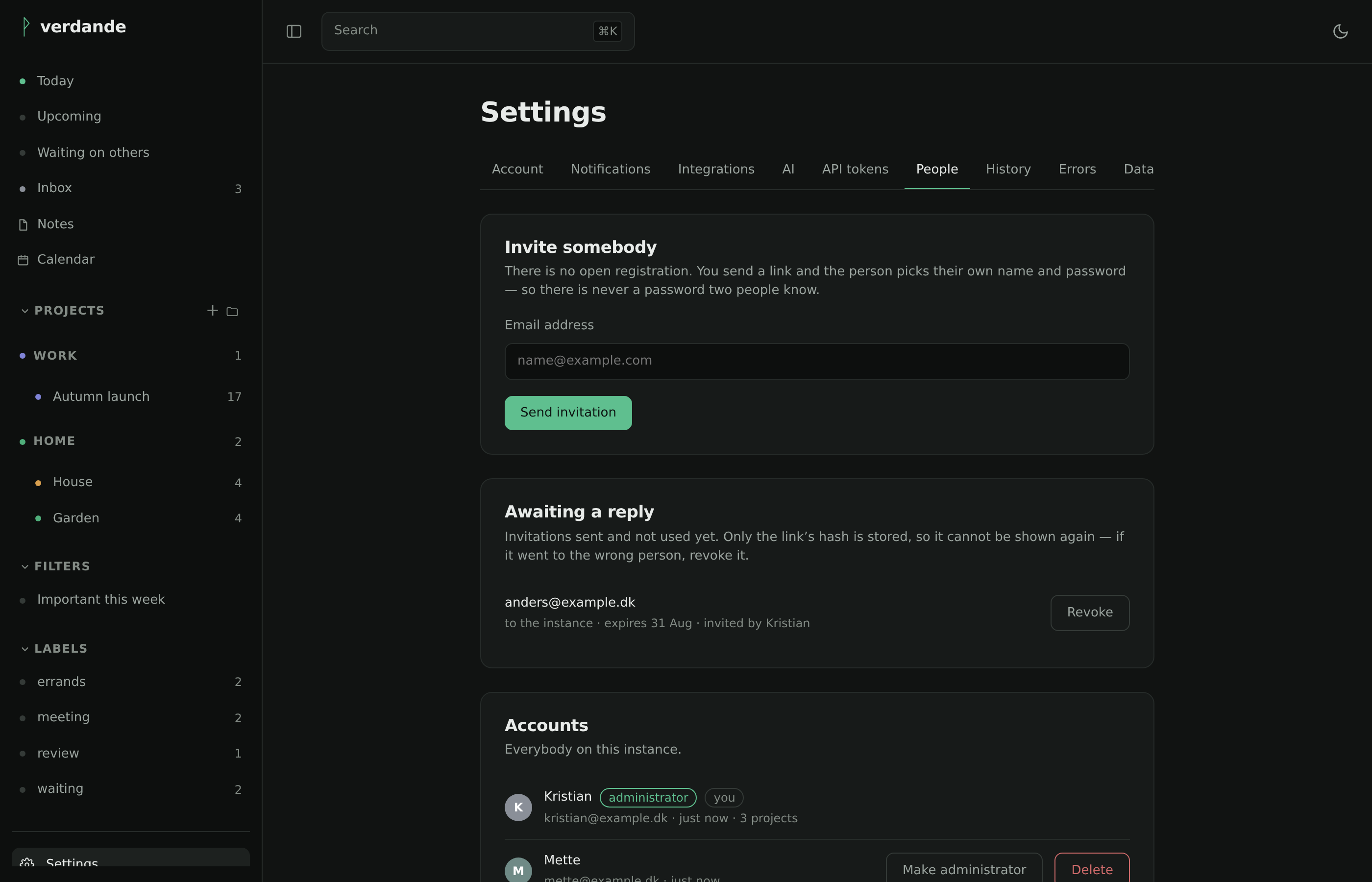 Settings, people