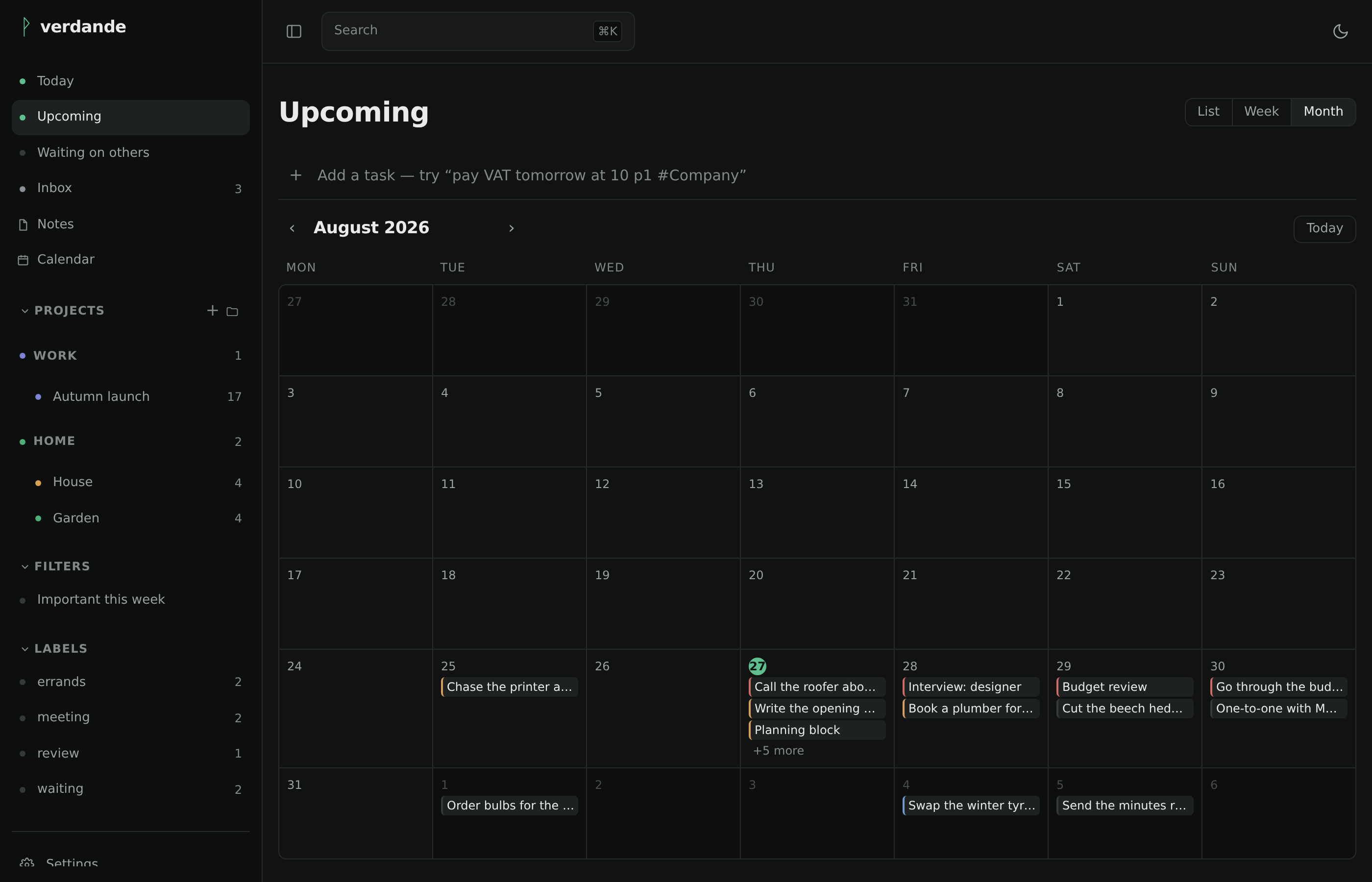 Upcoming as a month