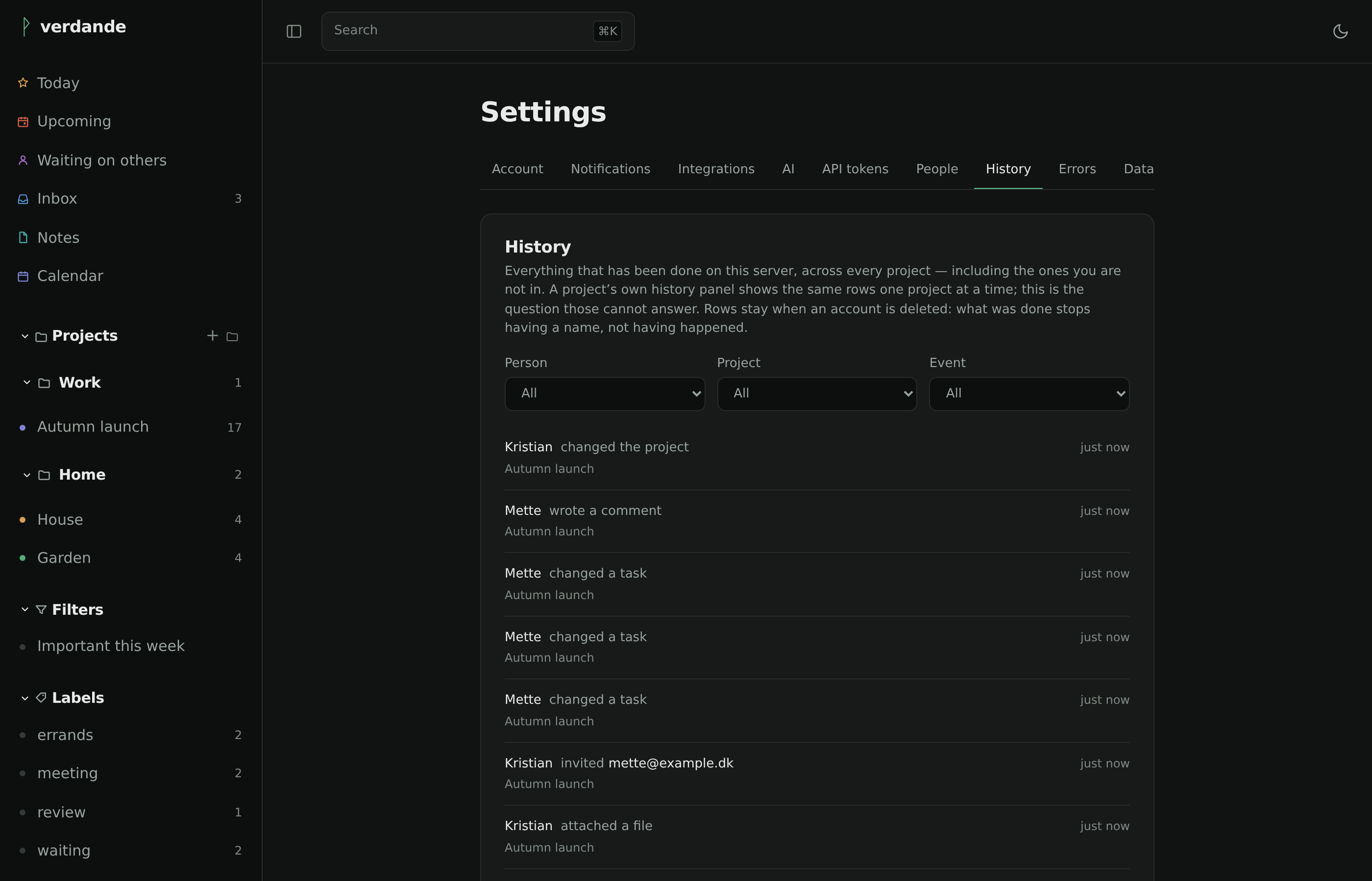 Instance history